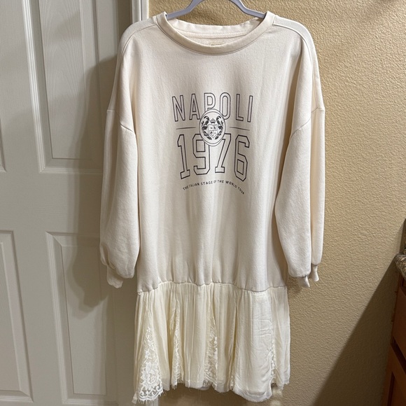 Pilcro Cream Graphic Long Sleeve Dress - Picture 1 of 4